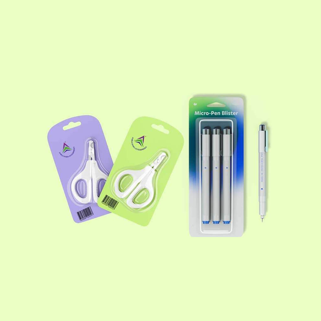 A collection of printing industry tools including a color swatch and loupe.